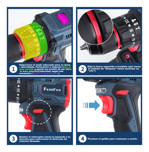 Destornillador Atornillador De Impacto Inalámbrico 42v40n.m Motor Sin Escobillas Avanzado 1 Batería 2.5Ah Atornillador Electrico Herramientas Electricas