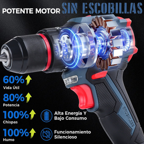 Destornillador Atornillador De Impacto Inalámbrico 42v40n.m Motor Sin Escobillas Avanzado 1 Batería 2.5Ah Atornillador Electrico Herramientas Electricas
