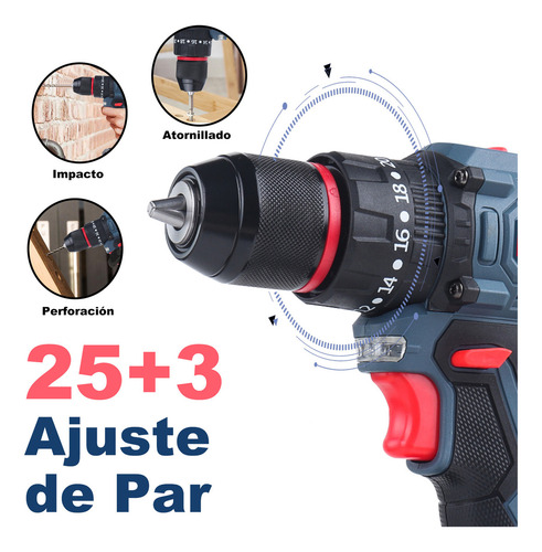Destornillador Atornillador De Impacto Inalámbrico 42v40n.m Motor Sin Escobillas Avanzado 1 Batería 2.5Ah Atornillador Electrico Herramientas Electricas