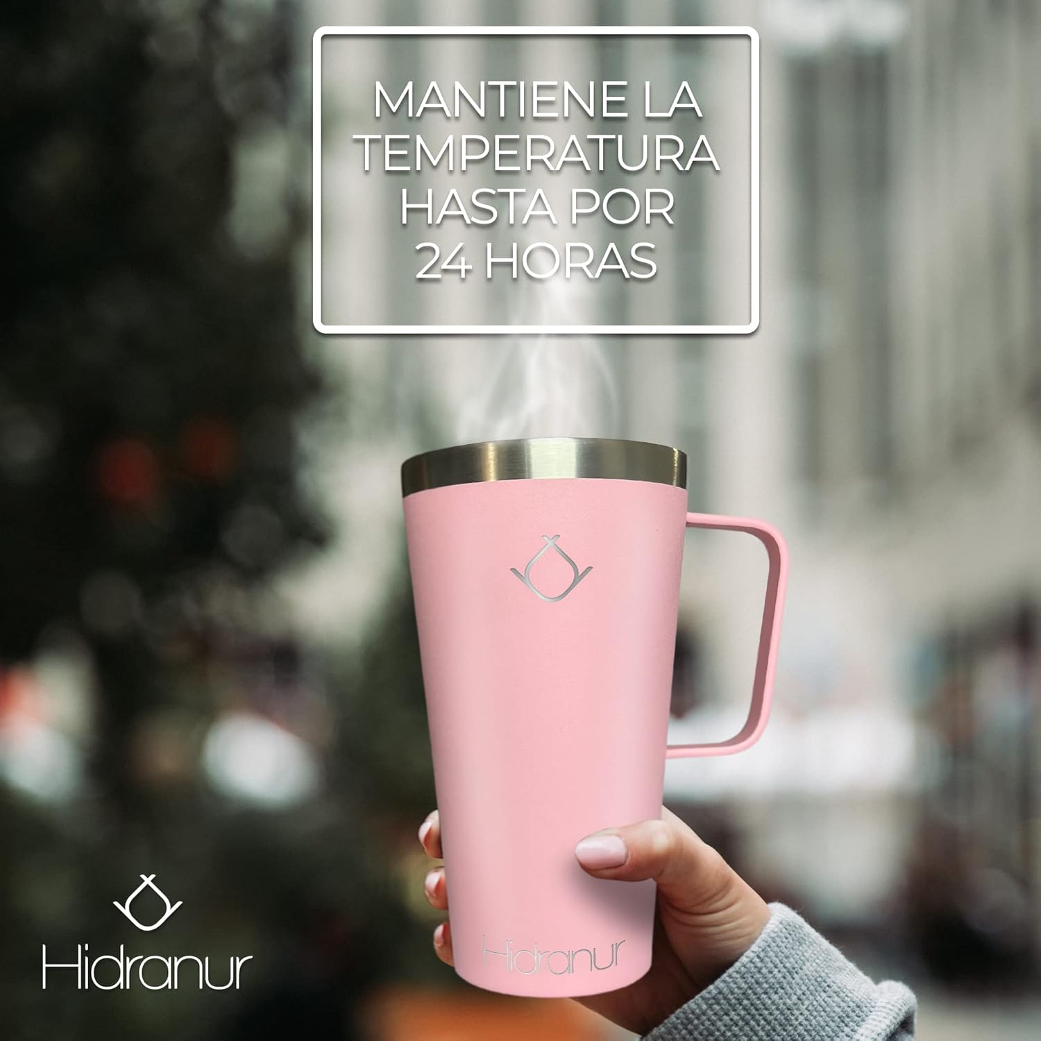 Termo de Acero Inoxidable 16 oz (473.176 ml), Rosa Hidranur