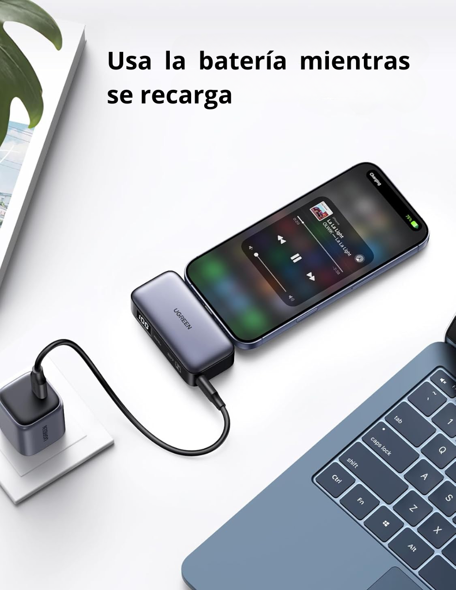 Batería portatil 5000mAh tipo C Ugreen 22.5W PowerBank con pantalla LED