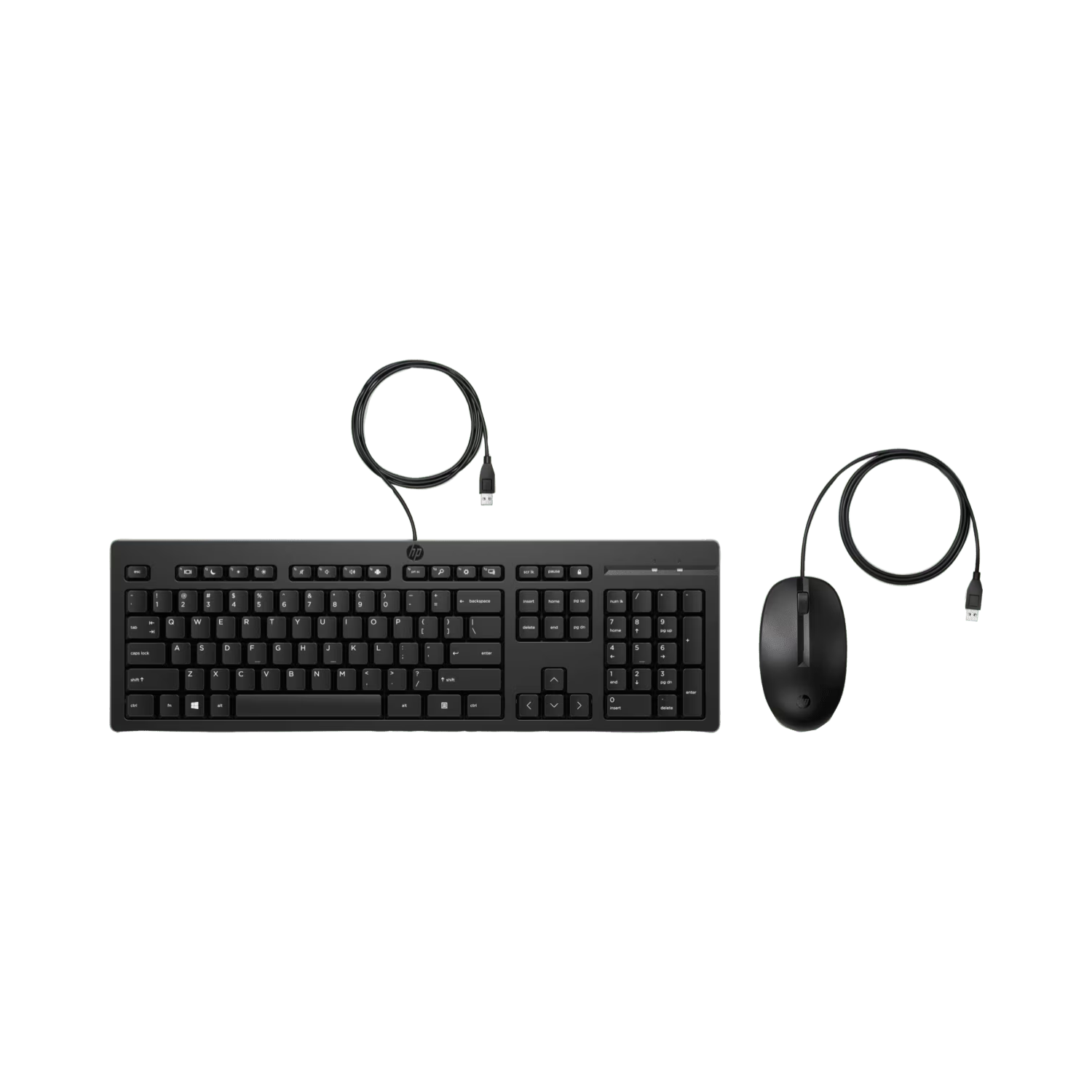 Combo Teclado y Mouse HP 225 con Cable USB, Diseño Compacto y Silencioso, Conexión Plug & Play, Teclado Resistente a Salpicaduras, Mouse Óptico Preciso de 1000 DPI