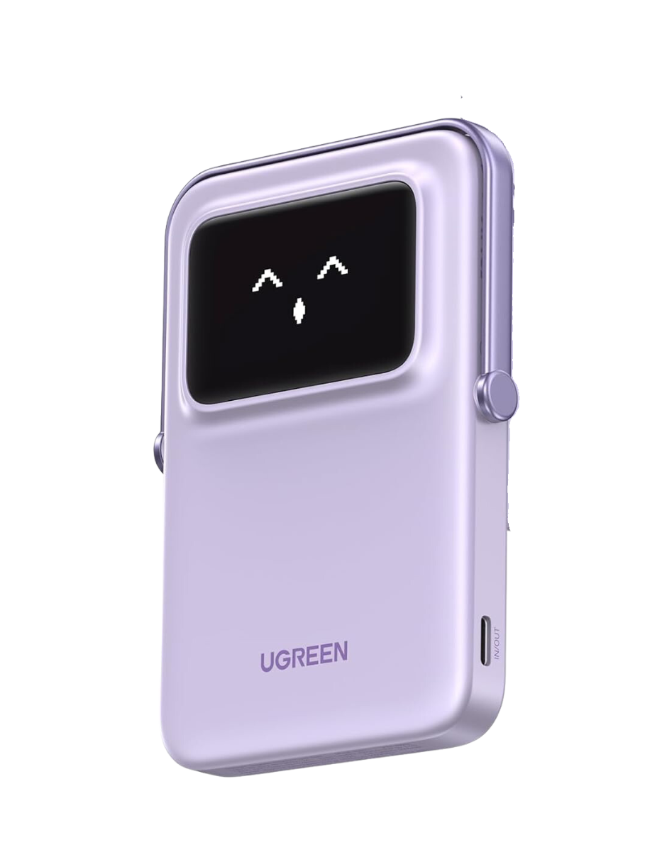 Batería portatil MagSafe 7.5W  Mini 10,000mAh Ugreen con pantalla TFT Morado
