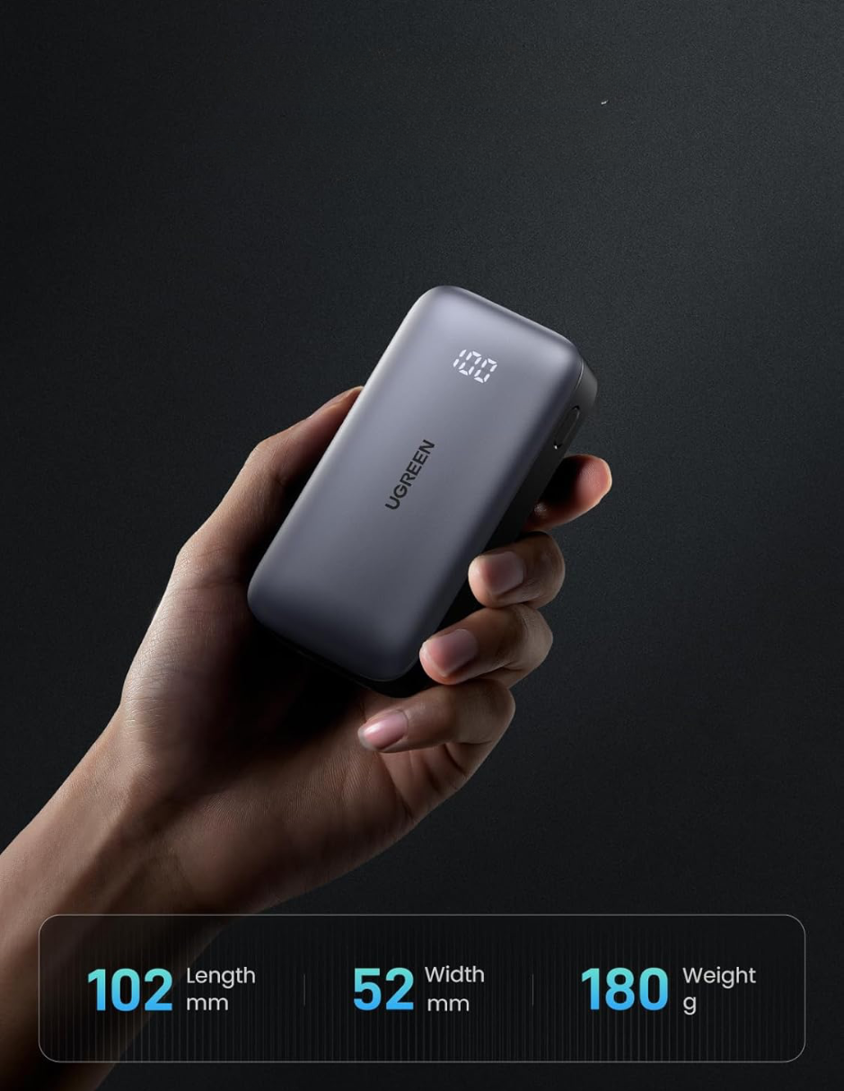 Batería portatil 10,000mAh PB761 UGREEN USB C Carga rápida 30W  Negro