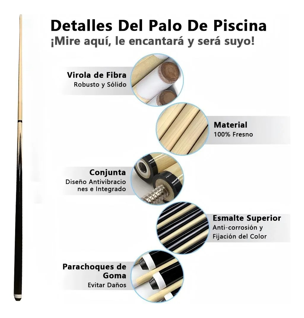 Tacos Billar De Maple Palos Snooker Desarmable Profesional