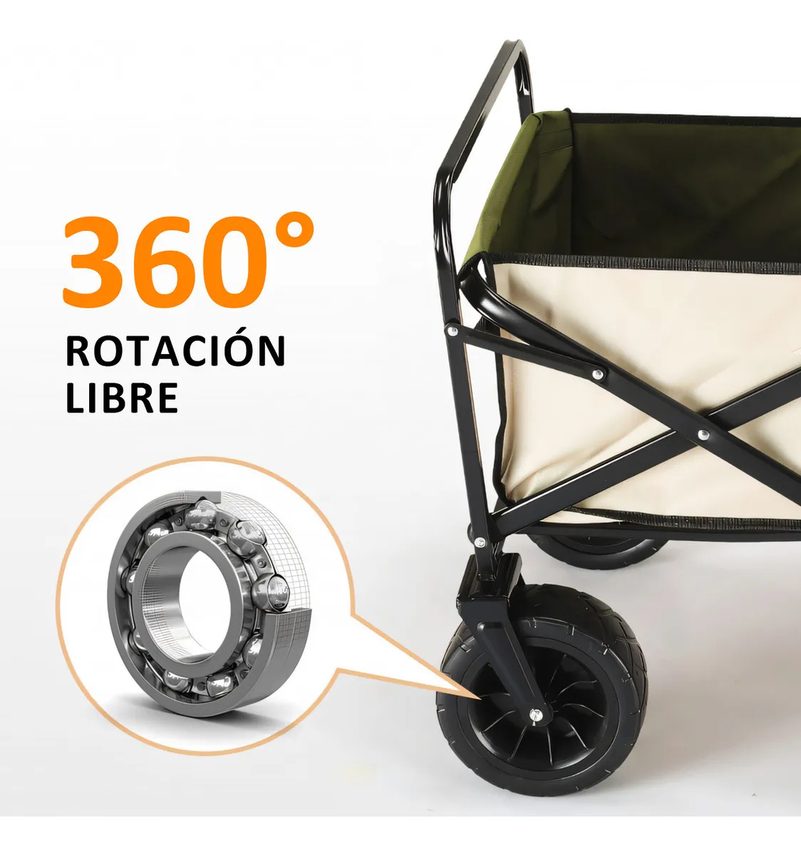 Carrito Plegable Para Exteriores Portátil Para Transportar Hasta 70 Kg, Ruedas Giratorias 360°, Para Niños Y Mascotas, Carretilla De Carga Tipo Vagón