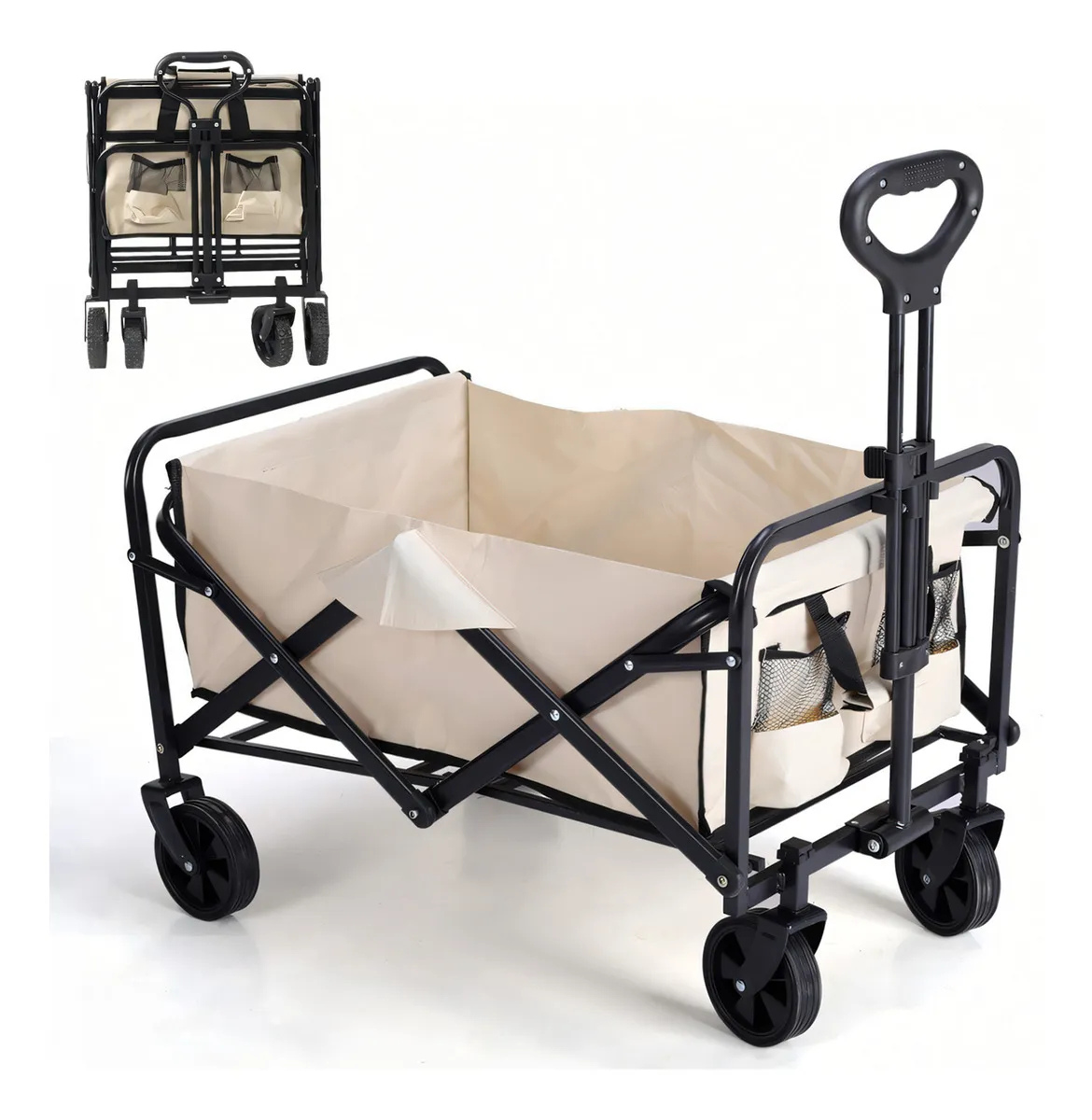 Carrito Plegable Para Exteriores Portátil Para Transportar Hasta 70 Kg, Ruedas Giratorias 360°, Para Niños Y Mascotas, Carretilla De Carga Tipo Vagón