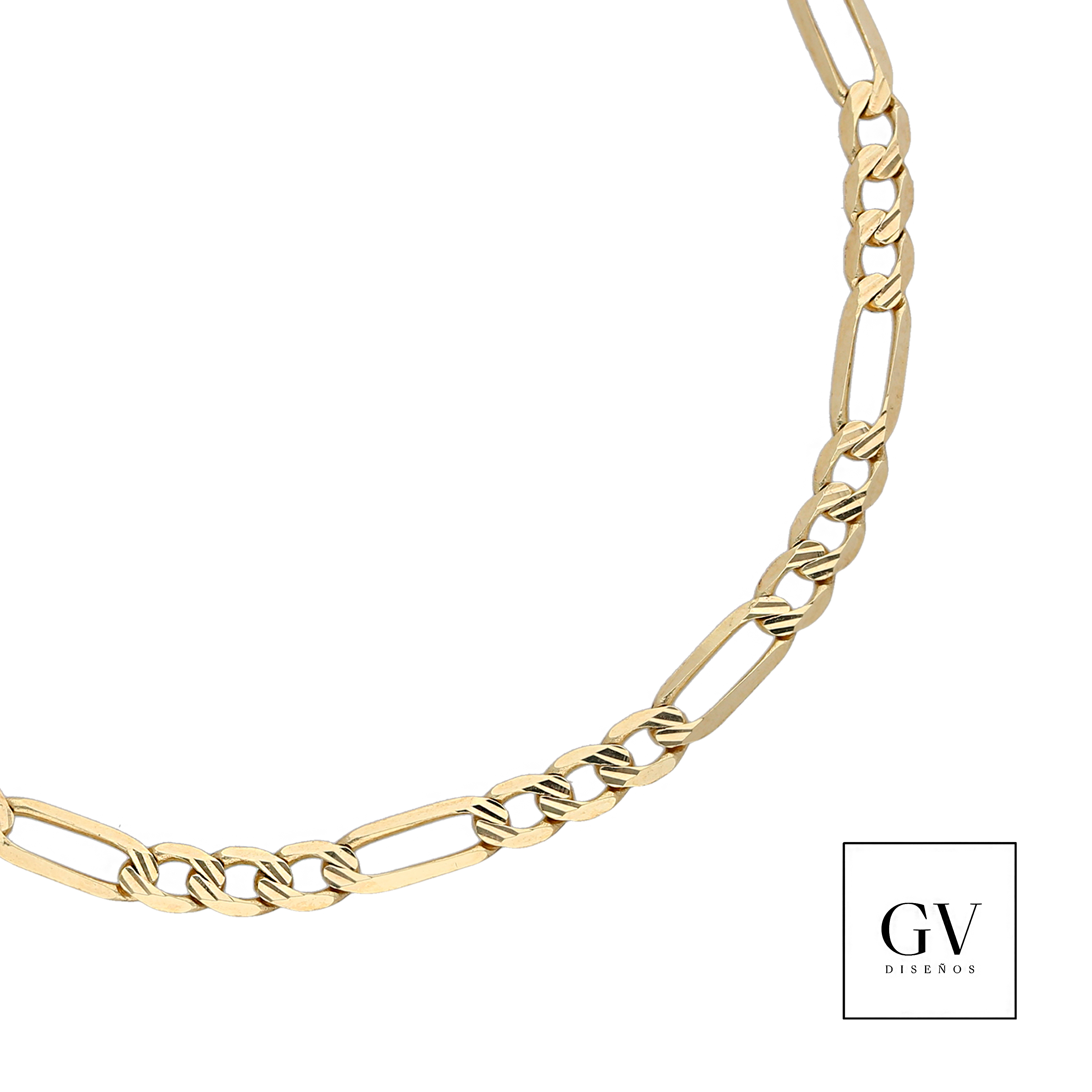 Pulso Esclava  Estilo Figaro Oro Italiano 14 Kilates 4MM