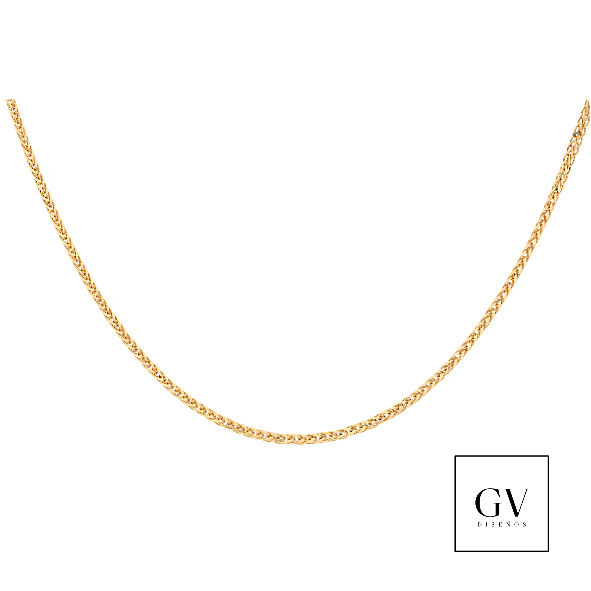 Cadena Estilo Tejido Trigo o Espiga de 1MM de Oro de 14 Kilates Para Dama