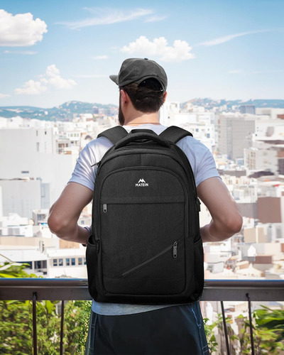 Mochila De Viaje, Mochila Para Hombres, Para Laptop 17" 30L Antirrobo e Impermeable Matein 1035 color negro diseño lisa