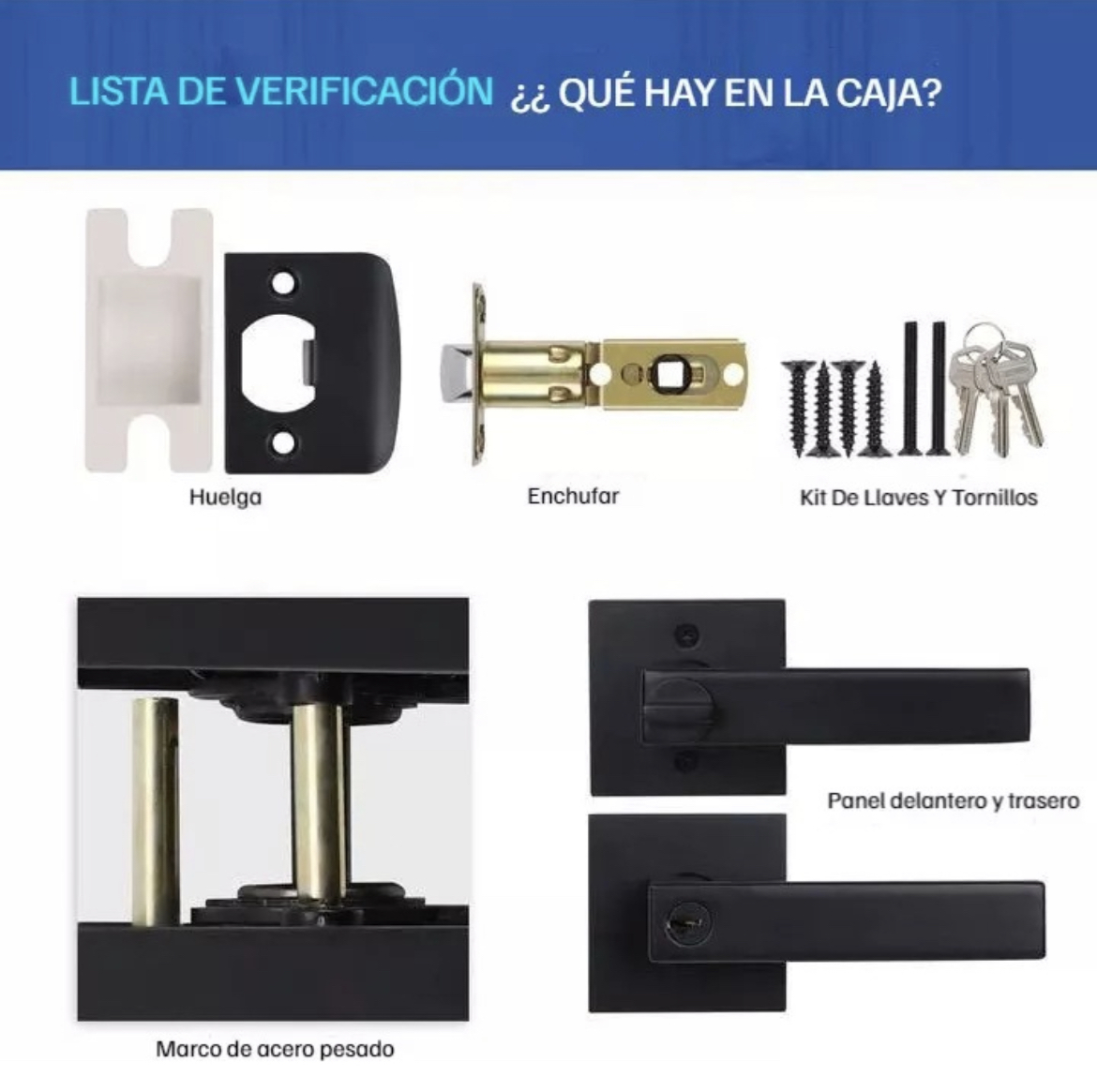 Cerradura Chapa Manija Cuadrada Puerta Para Recamara Y Baño