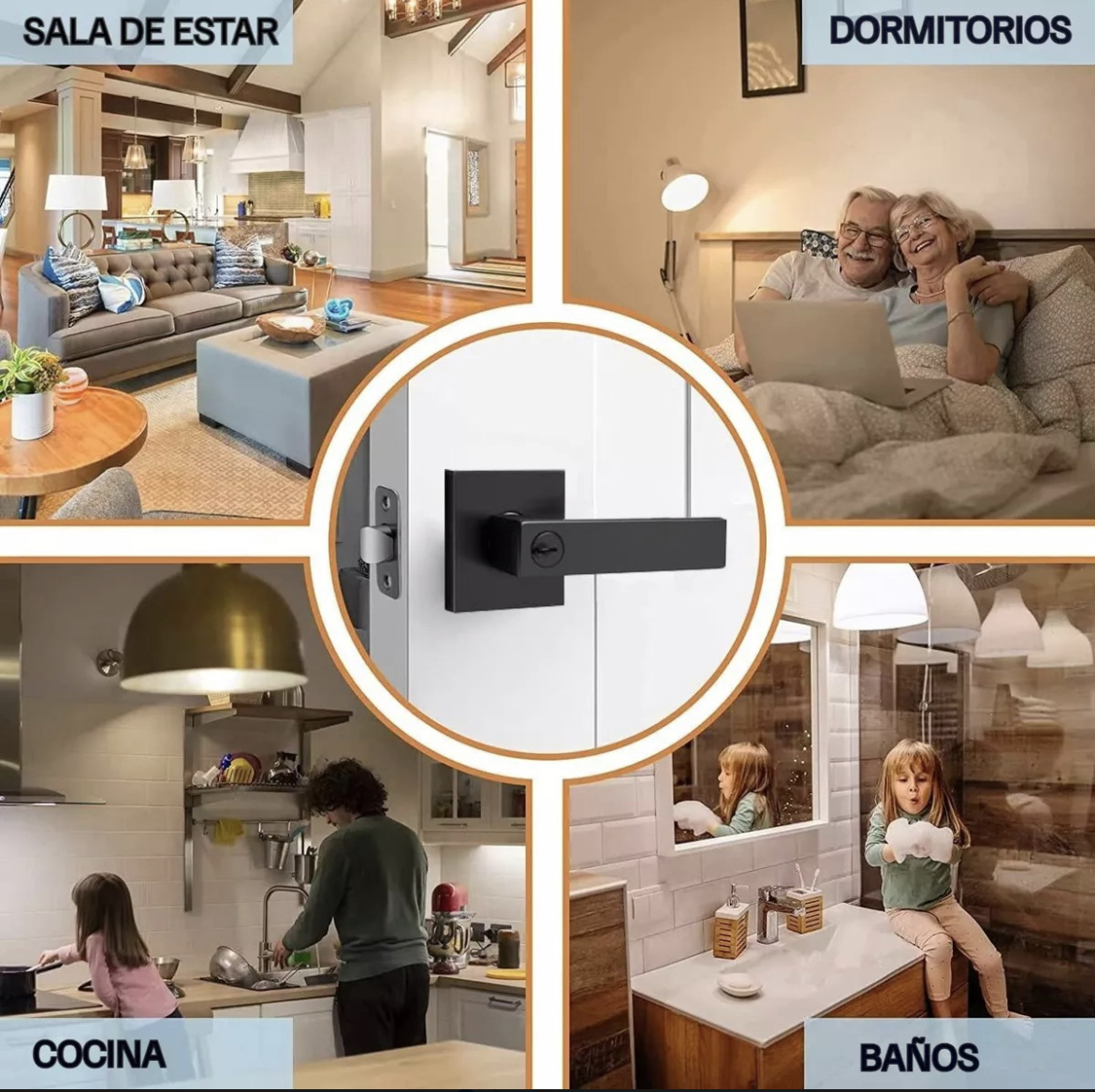 Cerradura Chapa Manija Cuadrada Puerta Para Recamara Y Baño