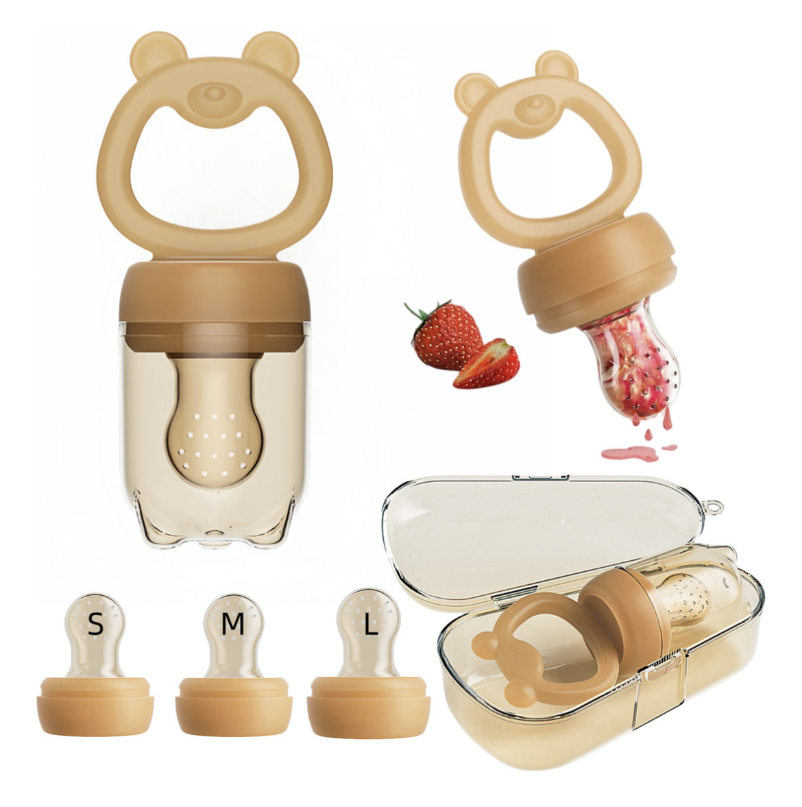 Chupón Fruta Y Papilla Alimentador Para Bebé Mordedera 3pcs