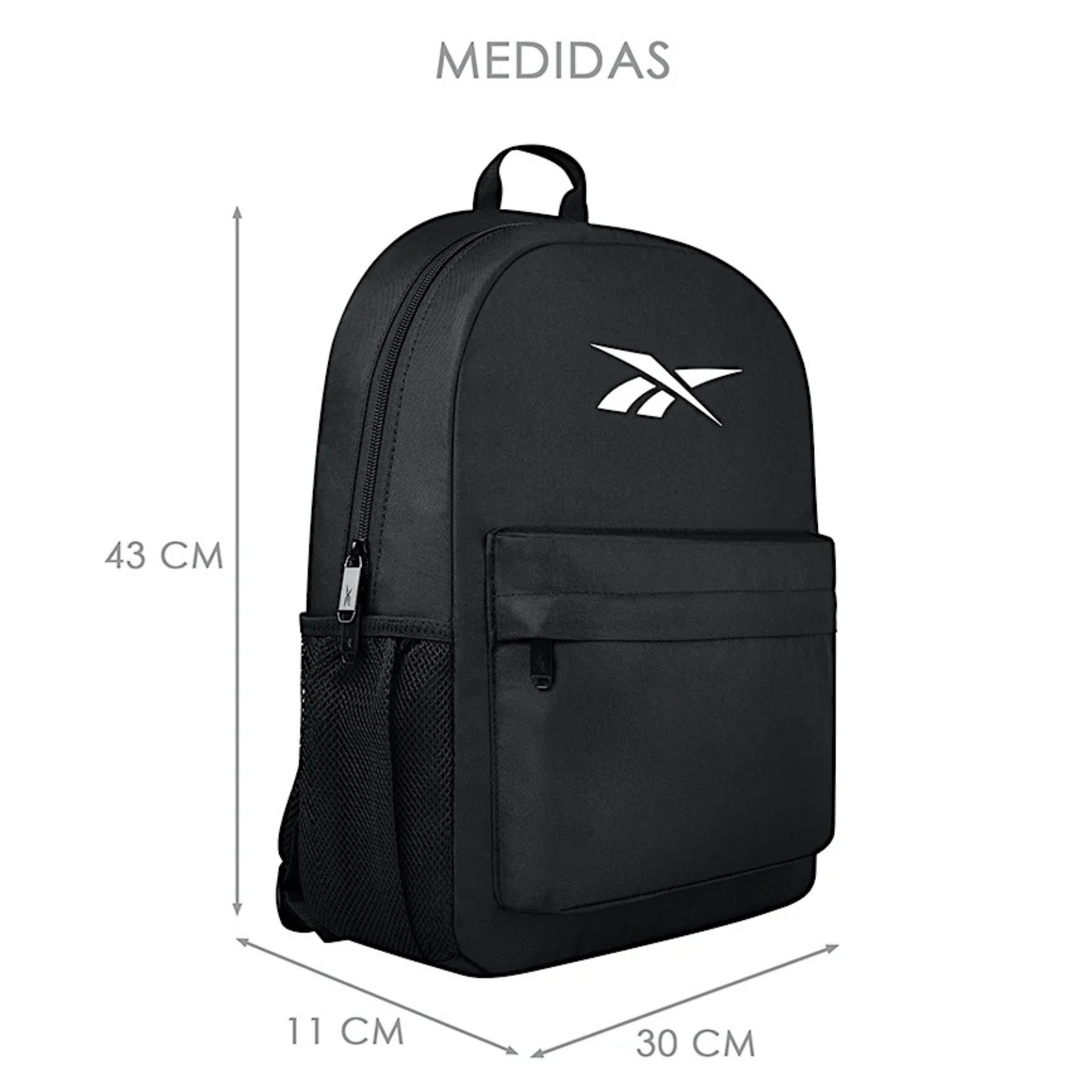 Mochila Reebok Backpack Negra Casual Con Compartimiento Para Laptop