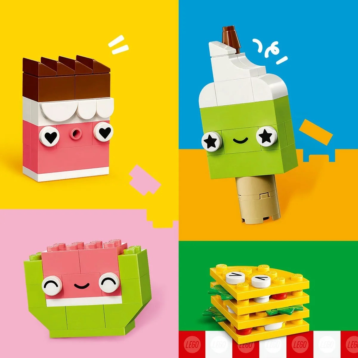 LEGO® Classic Amigos Nutritivos Creativos 11039; Juguete para niños y niñas desde 4 años; surtido de bricks y piezas especiales, como ojos, bocas y elementos decorativos