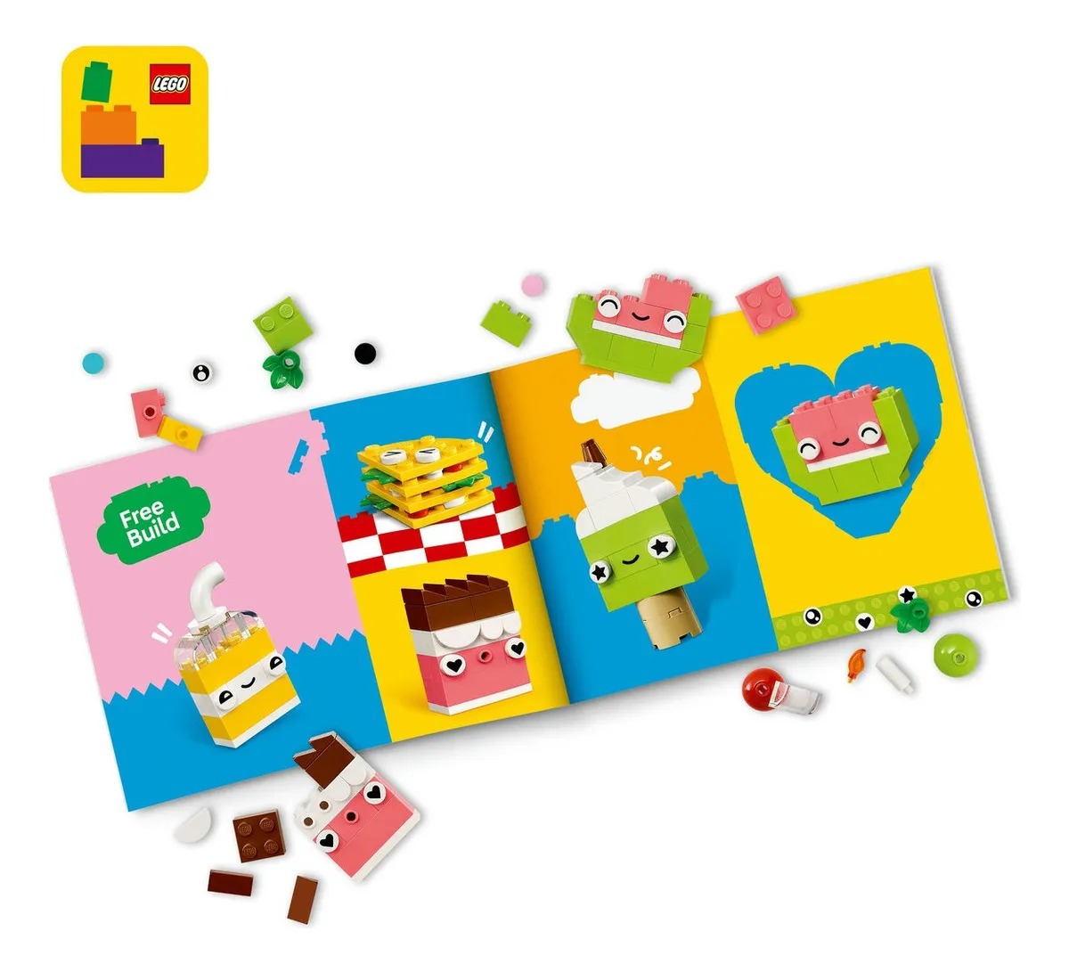 LEGO® Classic Amigos Nutritivos Creativos 11039; Juguete para niños y niñas desde 4 años; surtido de bricks y piezas especiales, como ojos, bocas y elementos decorativos