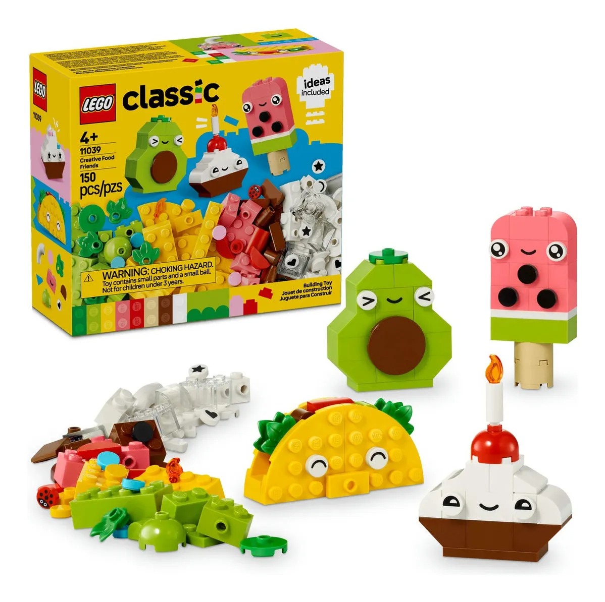 LEGO® Classic Amigos Nutritivos Creativos 11039; Juguete para niños y niñas desde 4 años; surtido de bricks y piezas especiales, como ojos, bocas y elementos decorativos