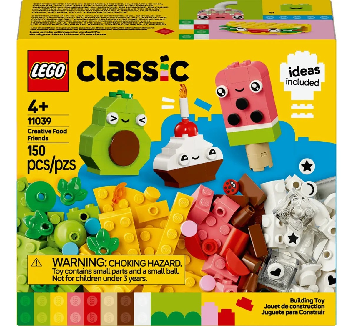 LEGO® Classic Amigos Nutritivos Creativos 11039; Juguete para niños y niñas desde 4 años; surtido de bricks y piezas especiales, como ojos, bocas y elementos decorativos
