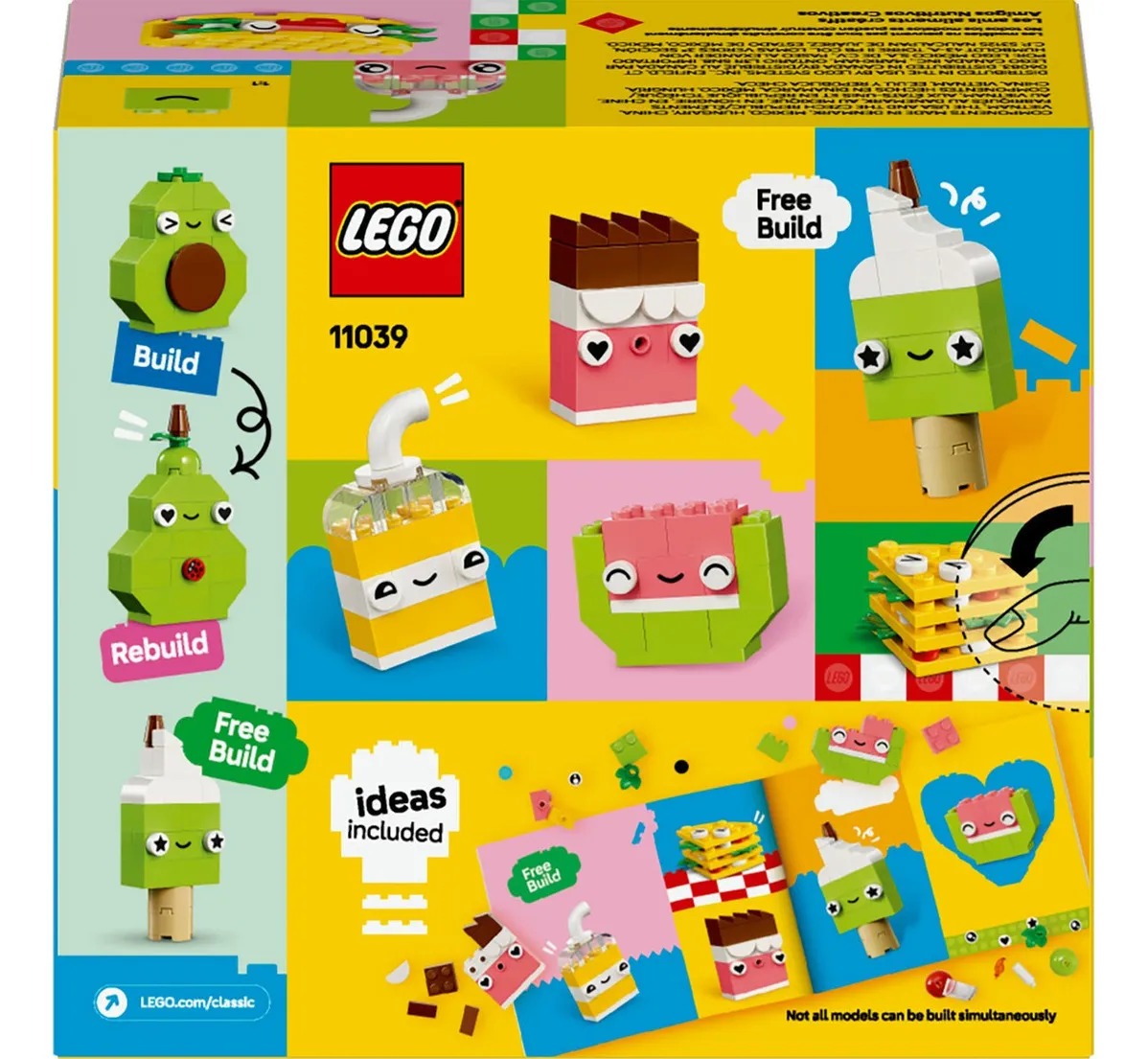 LEGO® Classic Amigos Nutritivos Creativos 11039; Juguete para niños y niñas desde 4 años; surtido de bricks y piezas especiales, como ojos, bocas y elementos decorativos