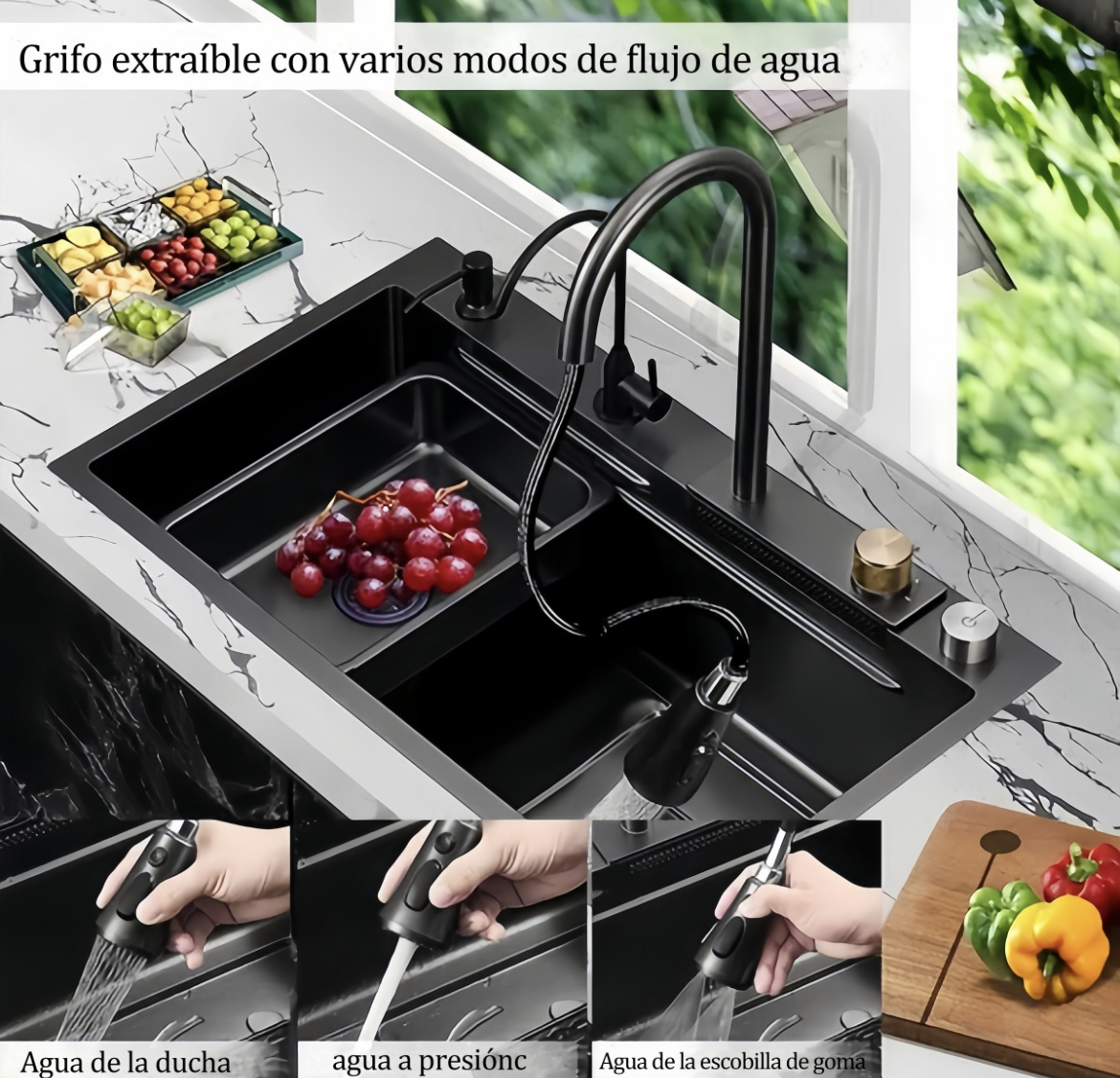 Tarja Fregadero De Cocina Cascada Acero Inoxidable304 
