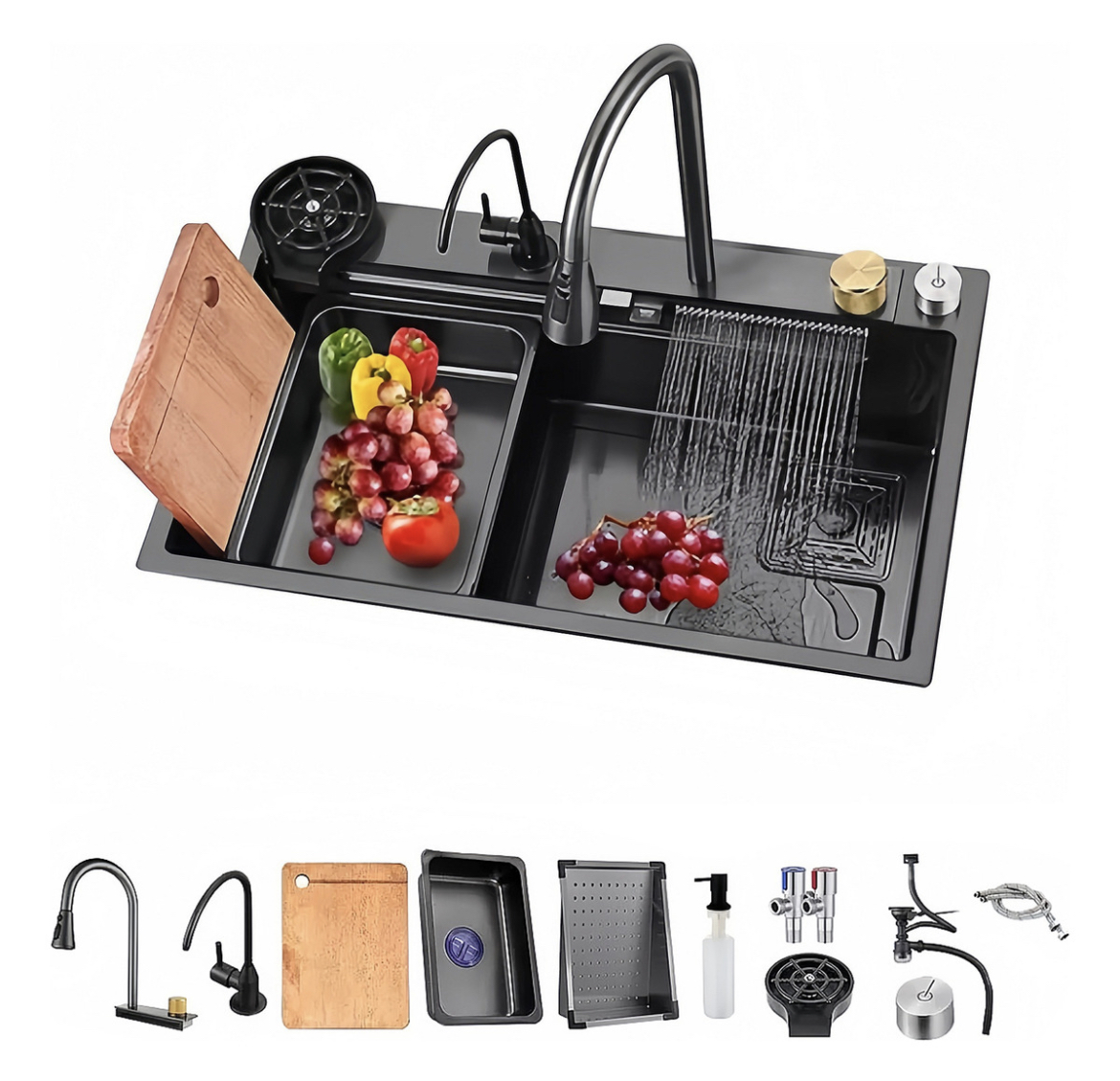 Tarja Fregadero De Cocina Cascada Acero Inoxidable304 