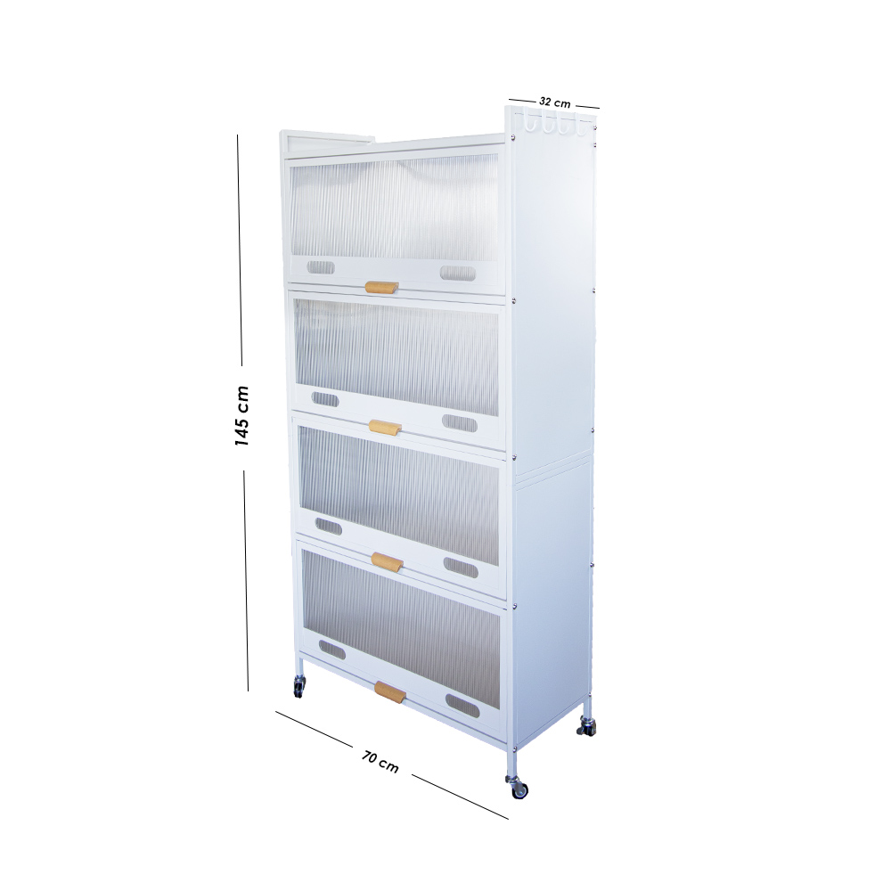 Ilios Innova | Estante de 5 Niveles | Cajones de Policarbonato | Ganchos y Aluminio Anodizado | Moderno y Ligero  