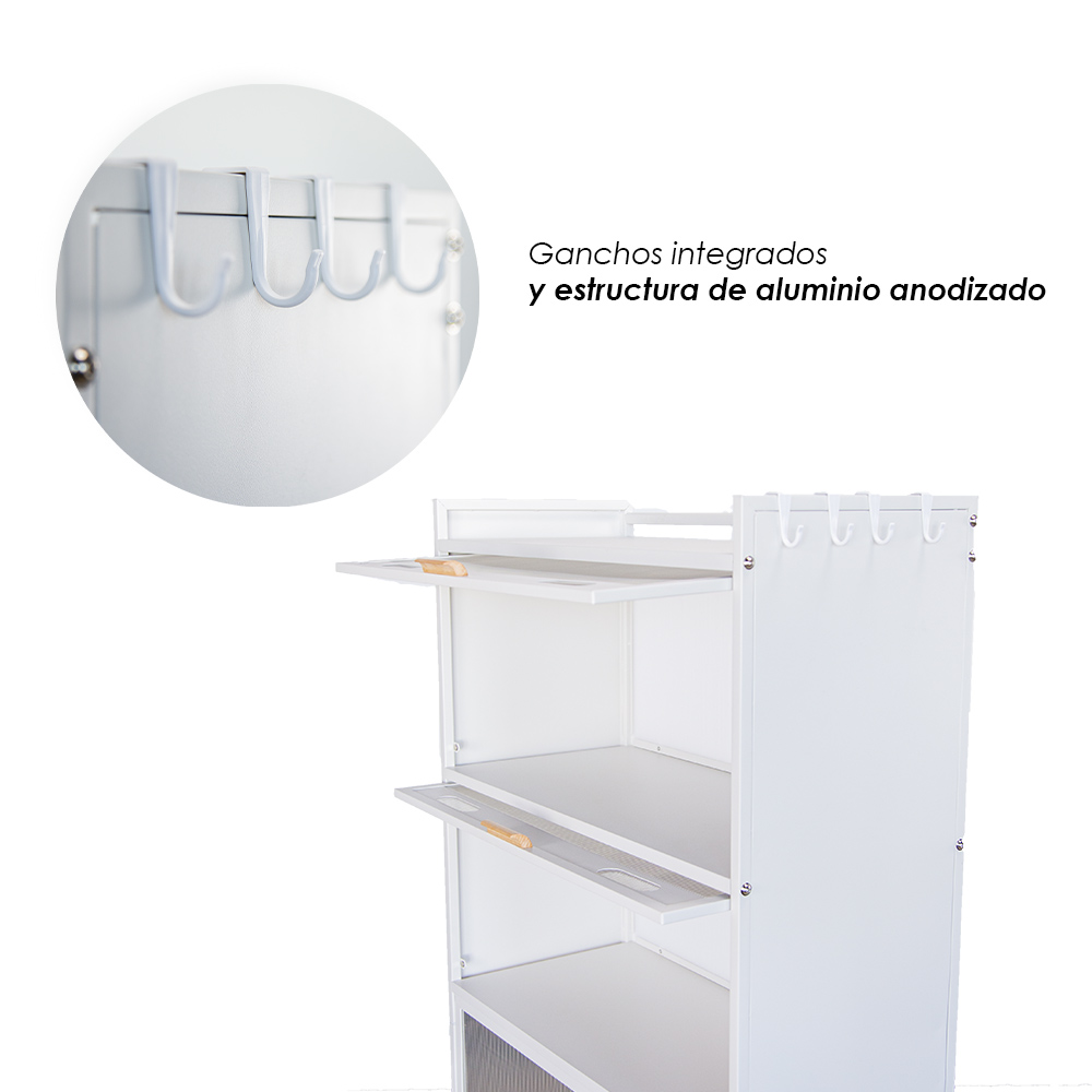 Ilios Innova | Estante de 5 Niveles | Cajones de Policarbonato | Ganchos y Aluminio Anodizado | Moderno y Ligero  