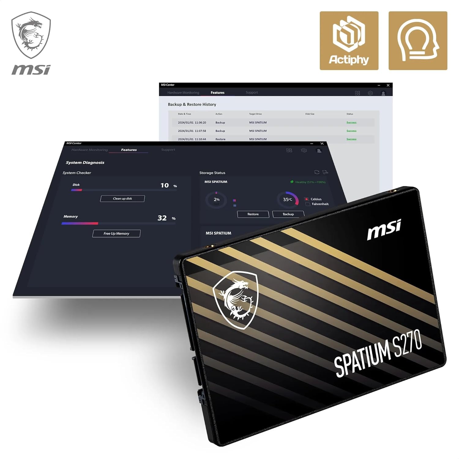 Unidad Ssd 2.5 960gb Msi Spatium S270 Sata Iii 500 450 Mb s