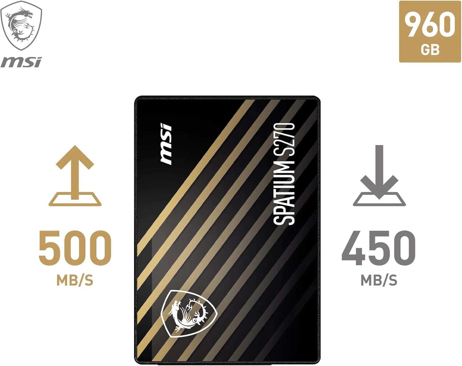 Unidad Ssd 2.5 960gb Msi Spatium S270 Sata Iii 500 450 Mb s