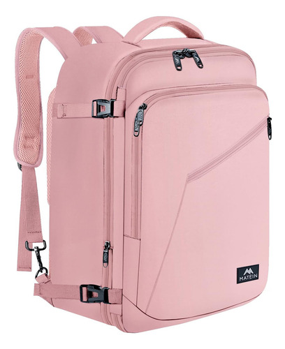Mochila De Viaje Impermeable De Maleta Expandible Antirrobo Grande Rosa Equipaje De Mano De 10 Kg Aprobado Por Avión Para Hombre Y Mujer Matein 1159 Color Rosa Lisa 40 L
