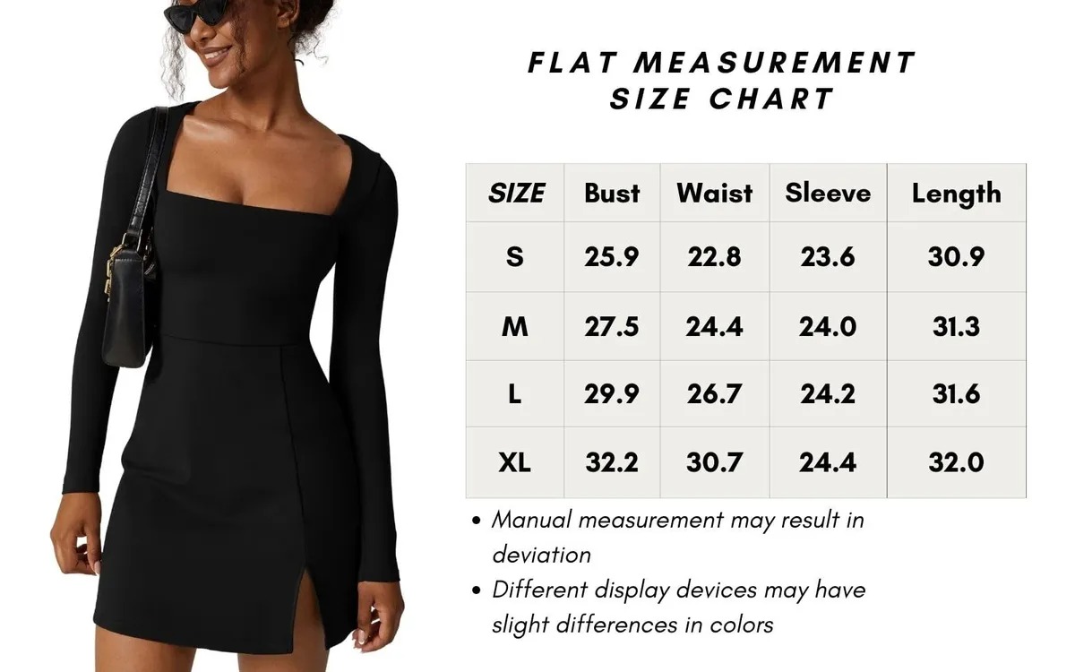 Vestido De Negro Corto Manga Larga De Casual Sexy Para Mujer
