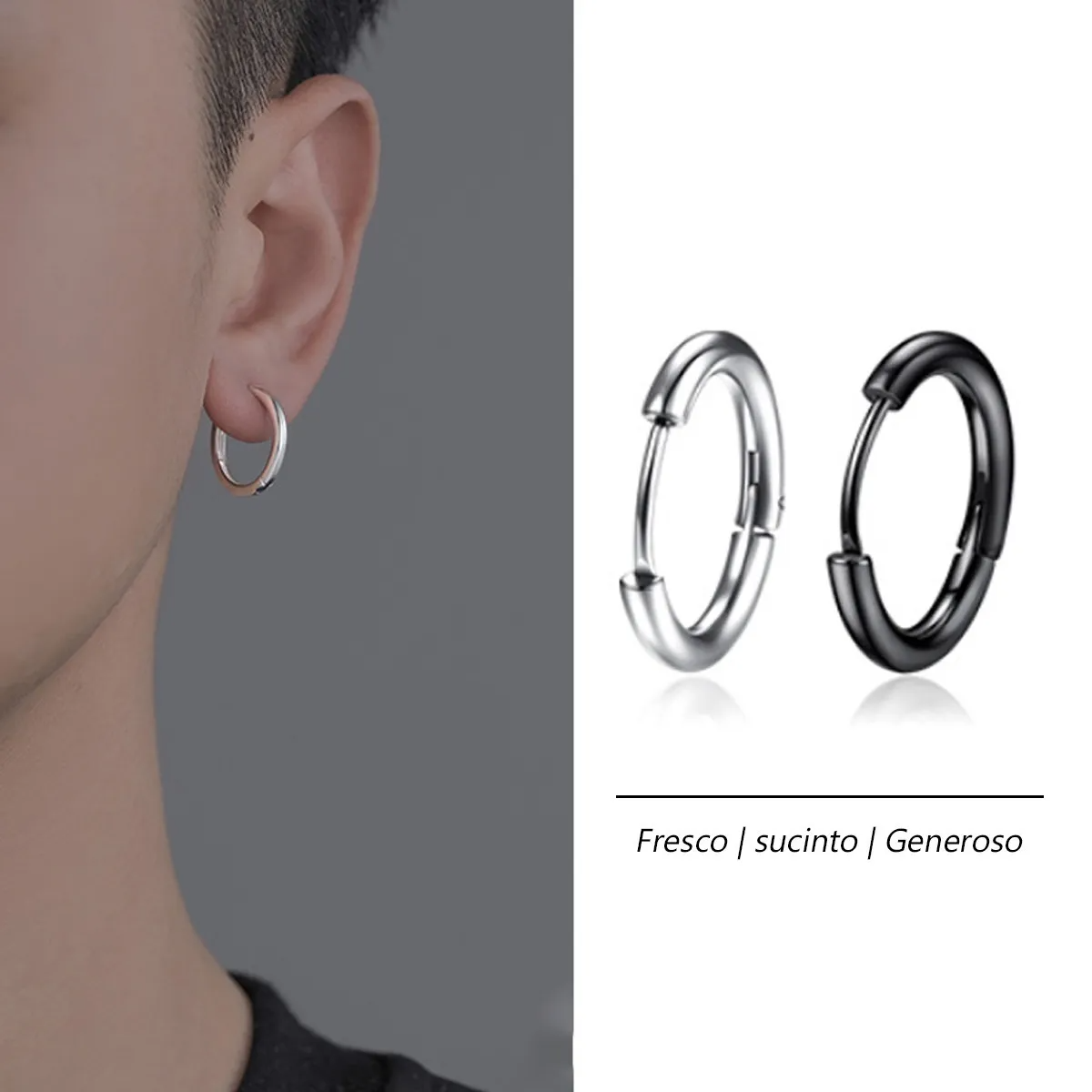Aretes Piercing de Acero Inoxidable - 2 Pares de Argollas de 10 mm para Hombre, Duraderos y Estilosos