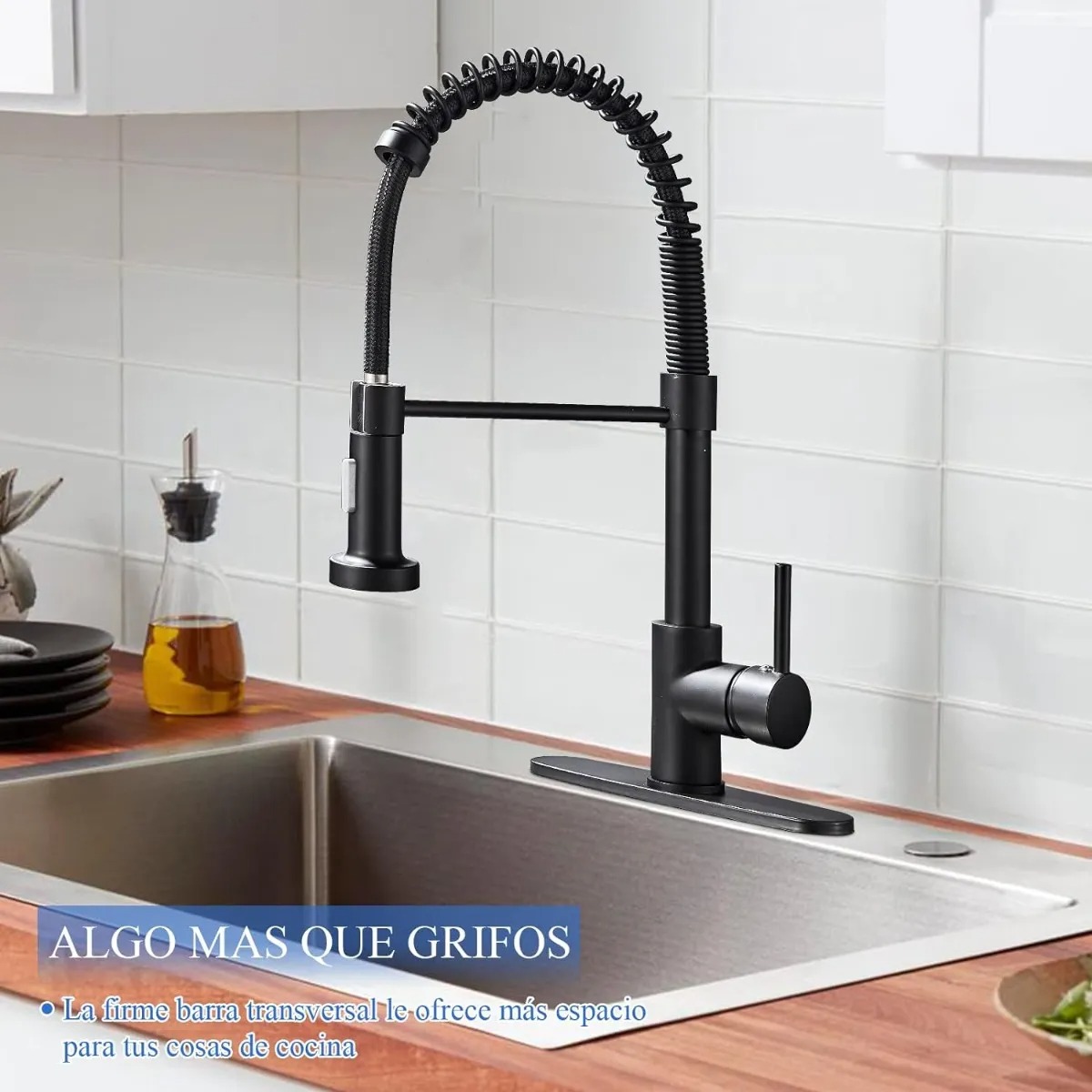 Grifo Mezclador Flexible Para Fregadero De Cocina,negro Mate