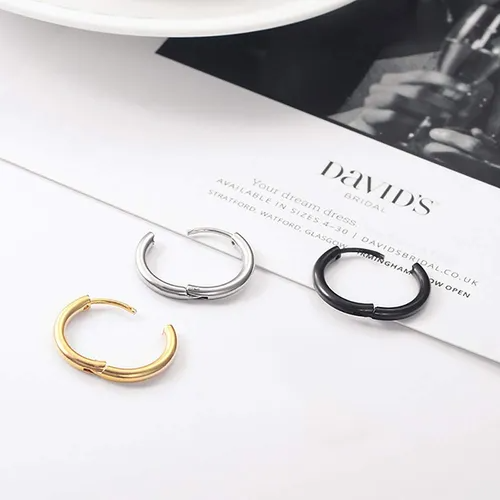 Aretes Piercing de Acero Inoxidable Dorado - 5 Pares de Argollas (8-16 mm), Durabilidad y Estilo para Hombre