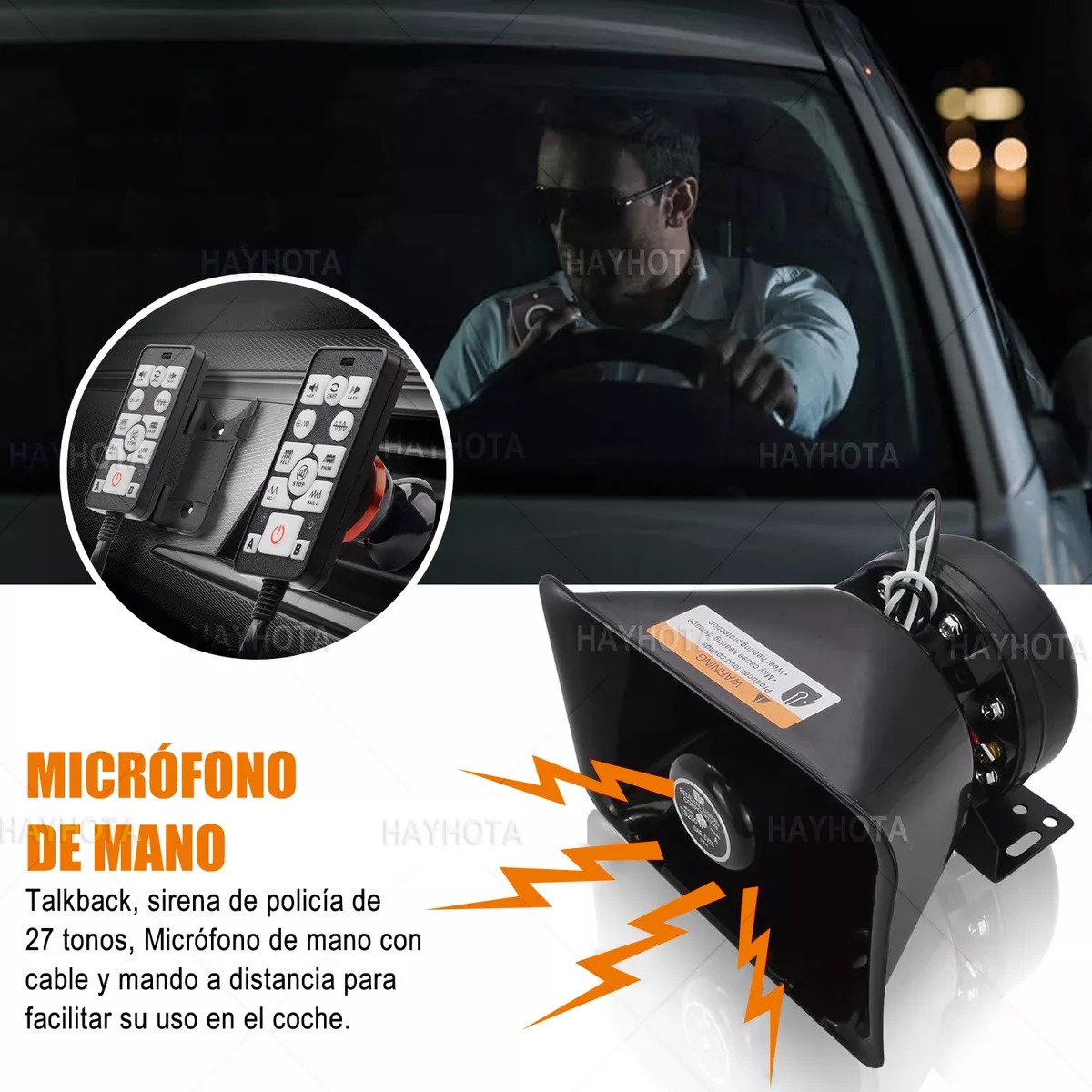 Sirena 27 Tonos Policía Pato Patrulla 200w Altavoz Anfitrión