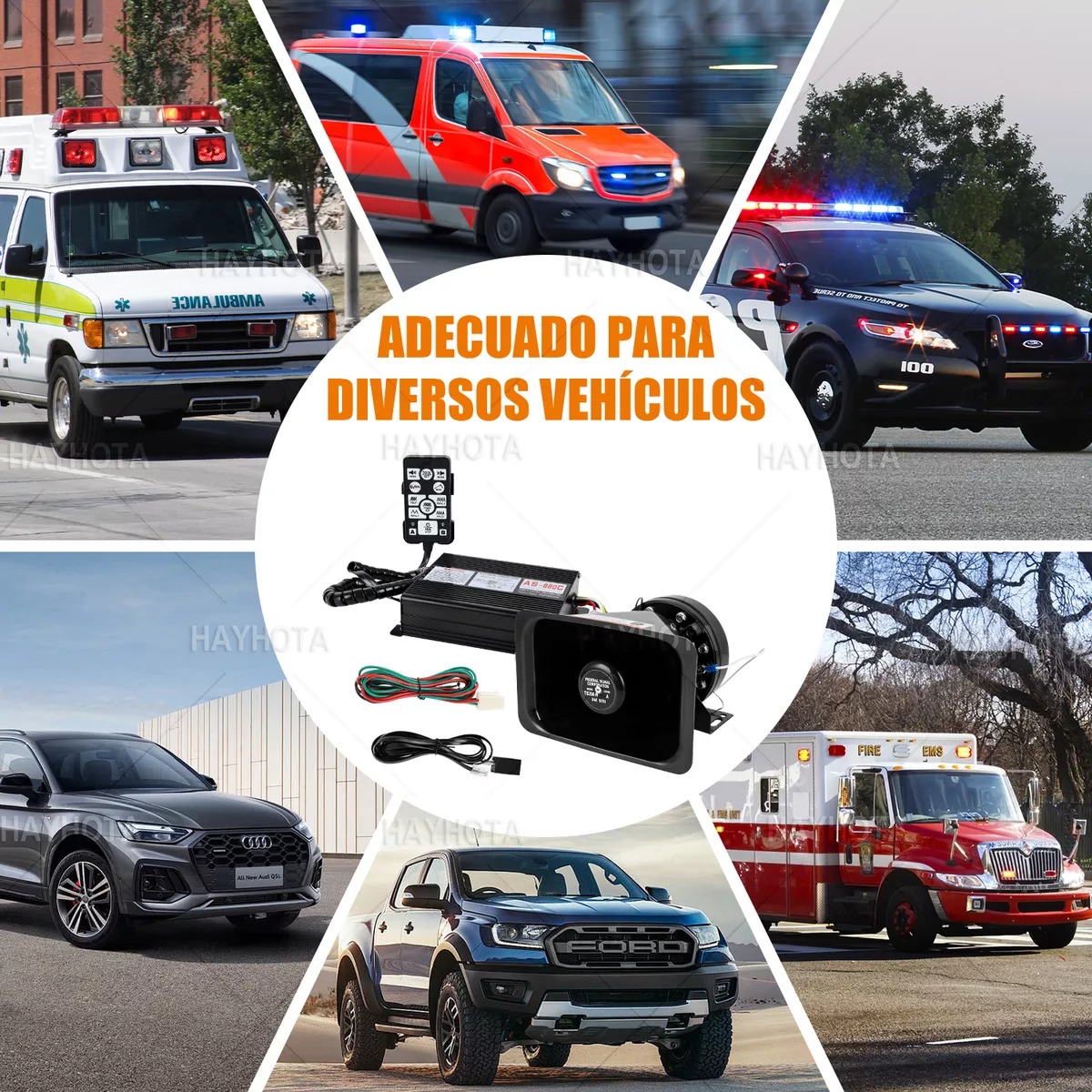 Sirena 27 Tonos Policía Pato Patrulla 200w Altavoz Anfitrión