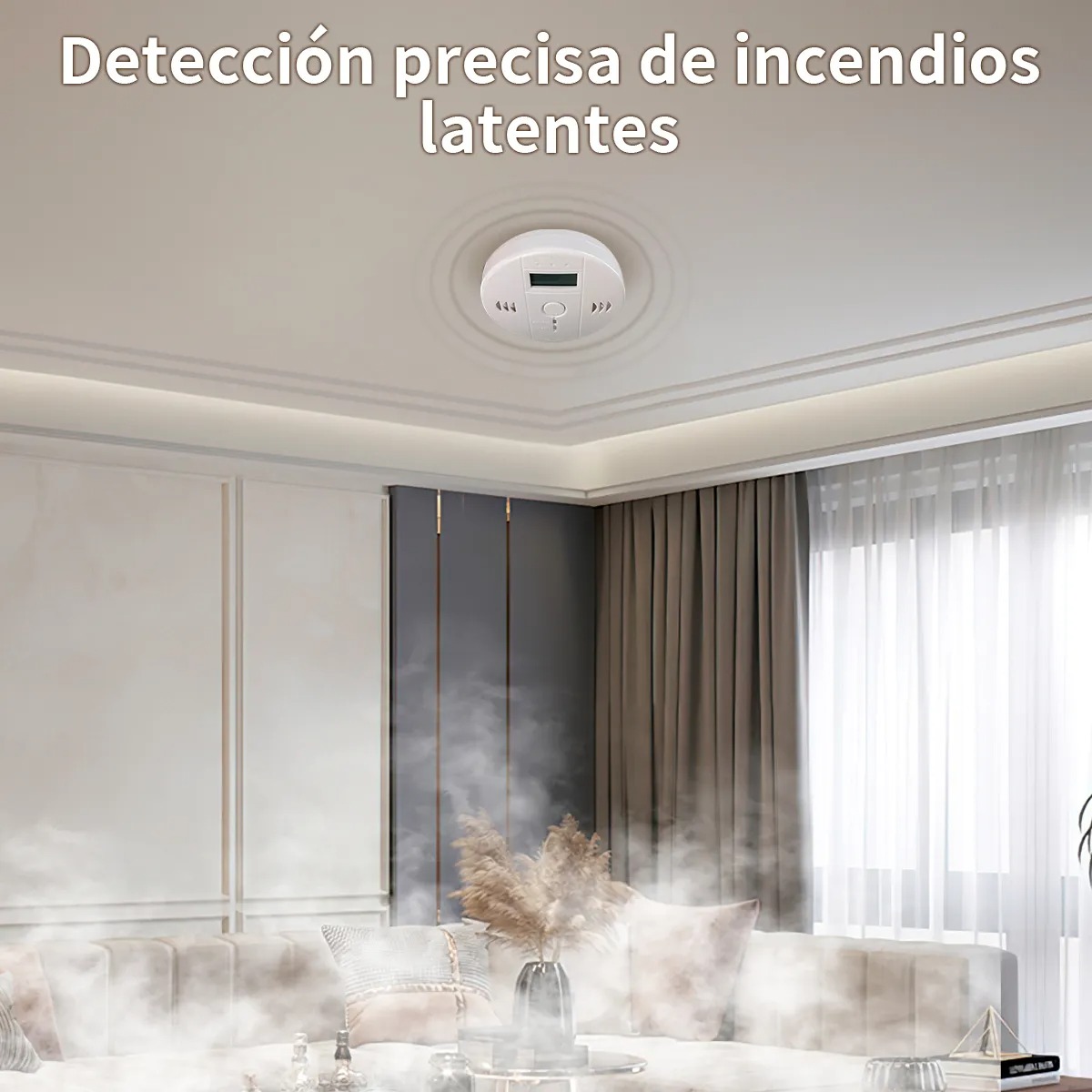 Detector Humo Inalámbrico Y Monoxido Casa Oficina Con Alta Cobertura Y Alarma Con Sonido Detector