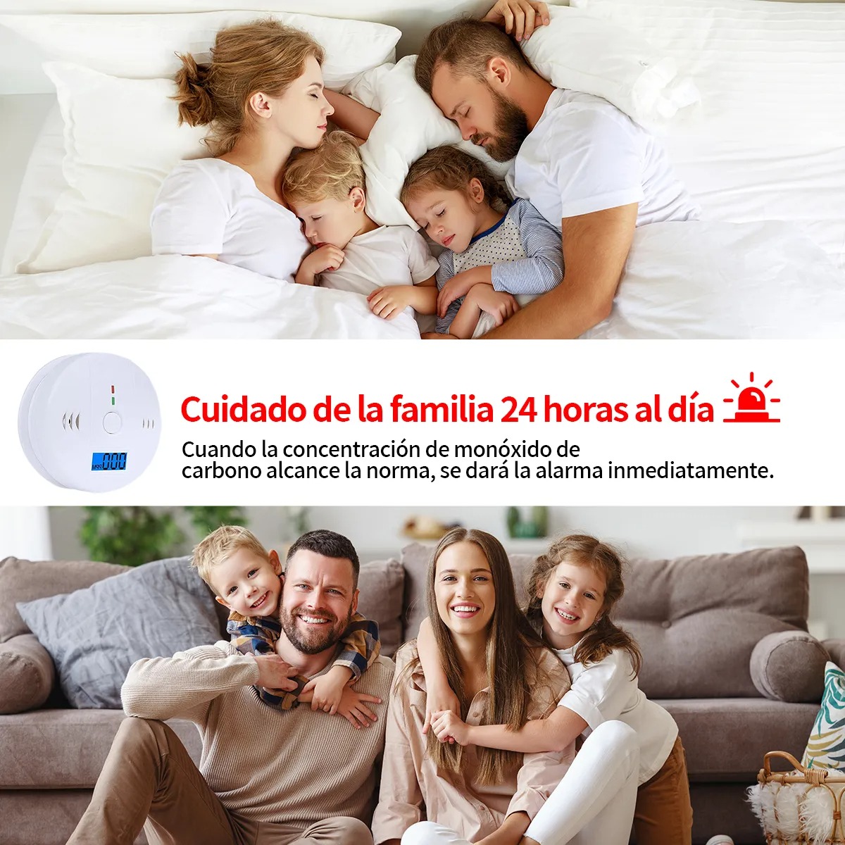 Detector Humo Inalámbrico Y Monoxido Casa Oficina Con Alta Cobertura Y Alarma Con Sonido Detector