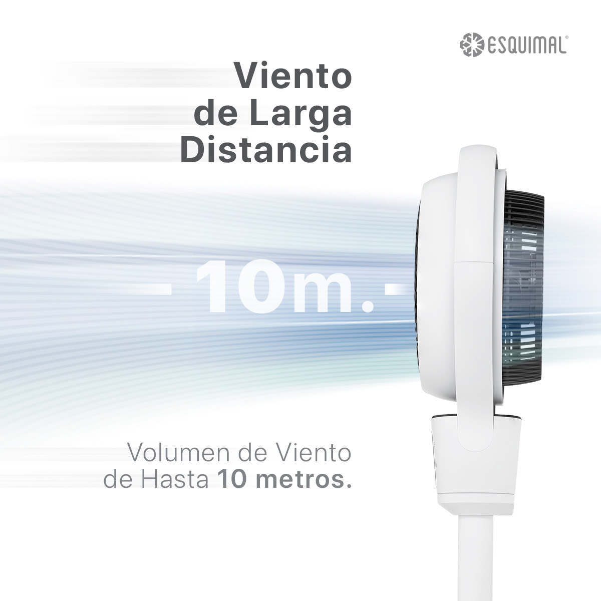 Ventilador de Altura Ajustable para Escritorio y Piso Abanico con Oscilación Pantalla LED Temporizador Blanco ESQUIMAL