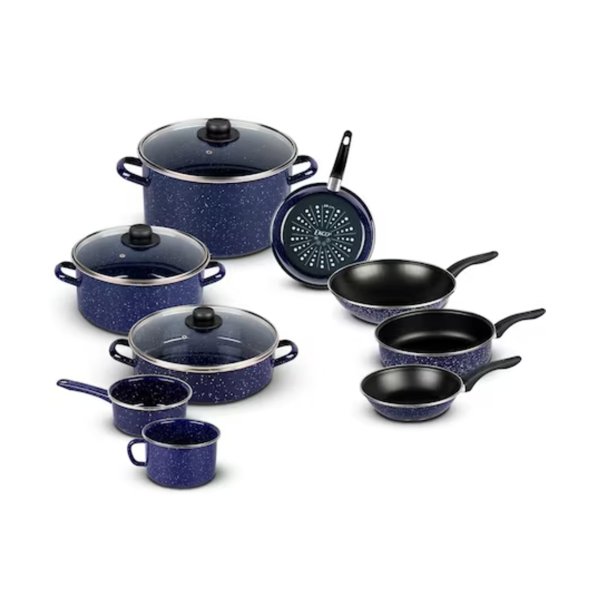 Batería De Cocina 12 Pzas Peltre Azul Marino Ecko 28855​