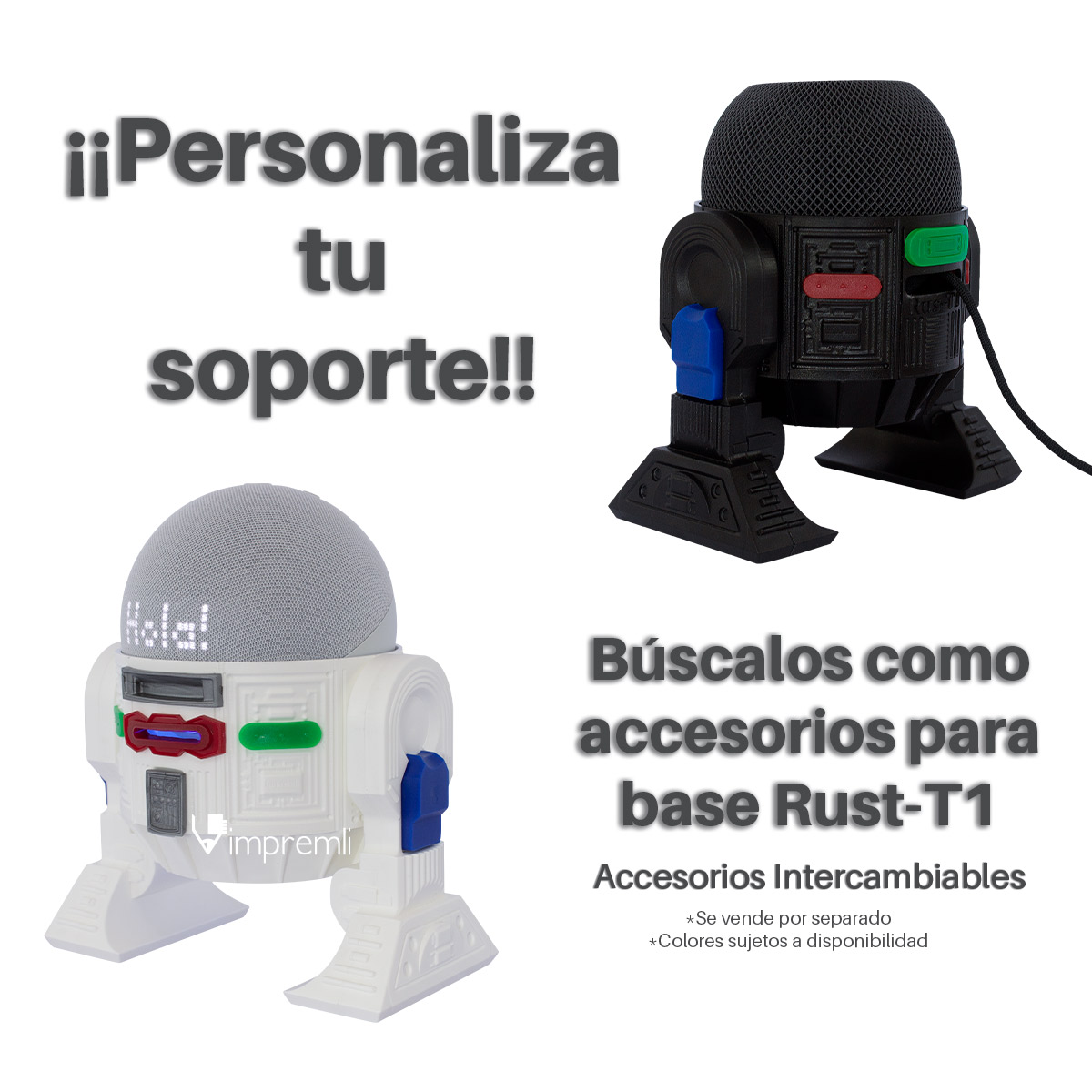 Soporte para Homepod Mini Compatible Apple Rus-T1 Impremli (Negro/Gris)
