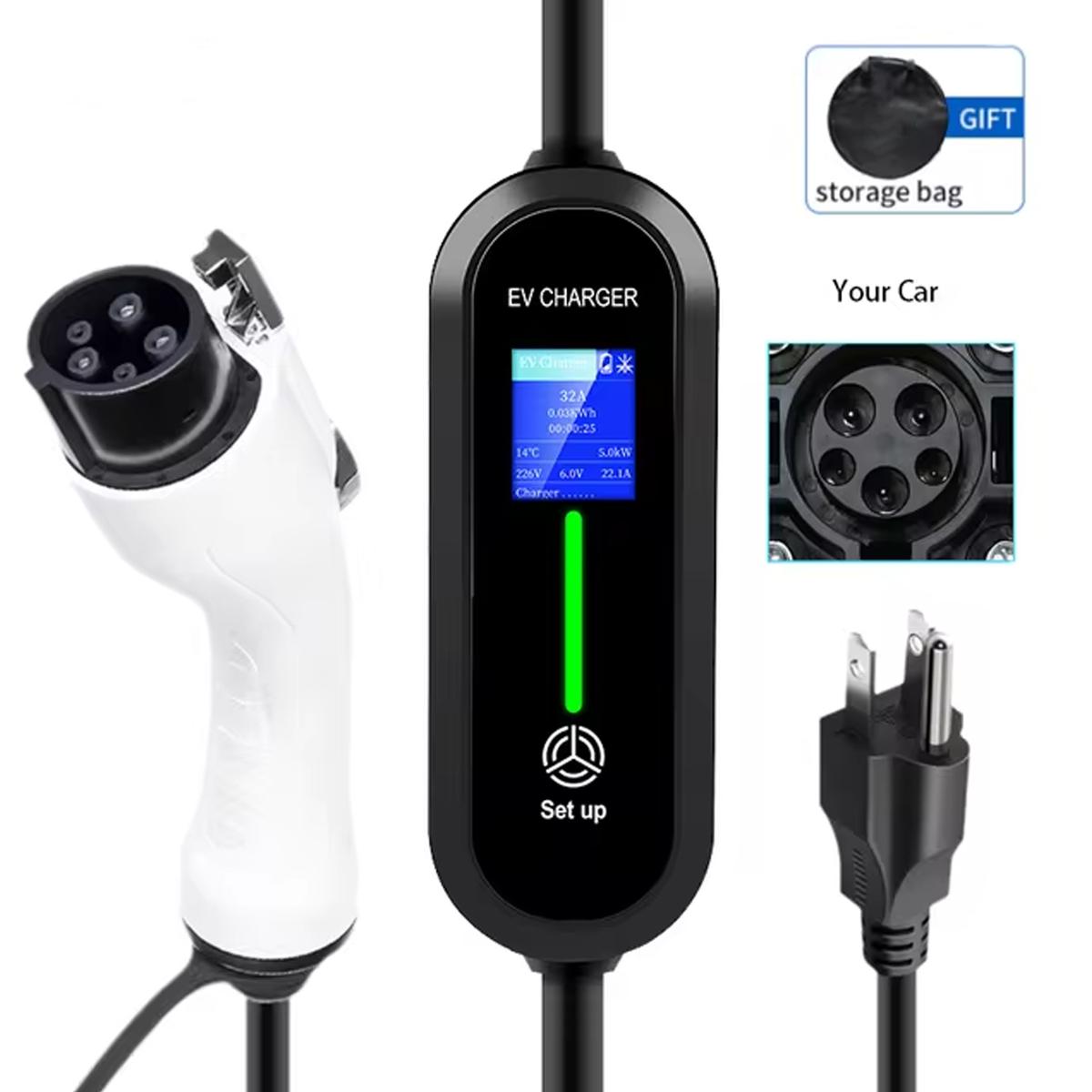 Cargador Auto Eléctrico, MXEOV-001, 1Pza, Type 1, 3.5kW, 8/10/13/16A, 80-260V, 50-60Hz, Blanco, Cargador Auto Eléctrico, Cargador Coche Eléctrico, Cargador Vehicular