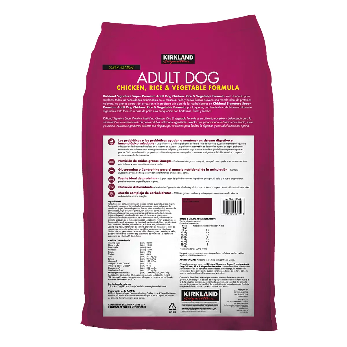 Alimento Para Perro Adulto Kirkland Pollo Arroz Veg 18.1kg