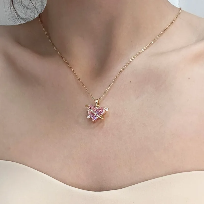 Collar De Corazón Rosa Moonberry De 18 K