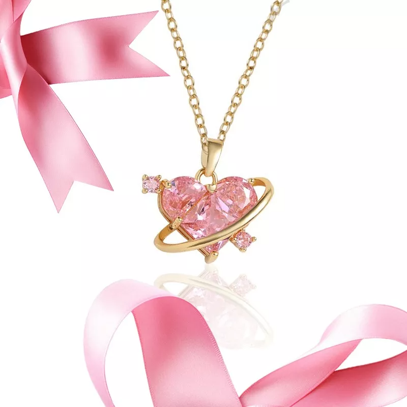 Collar De Corazón Rosa Moonberry De 18 K