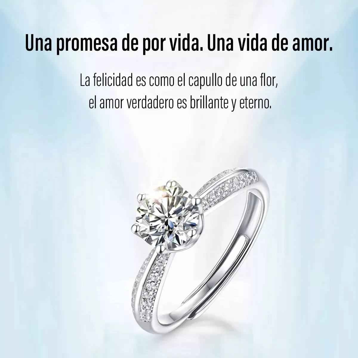 Anillo De Compromiso Promesa 925 Plata Original Moissanite