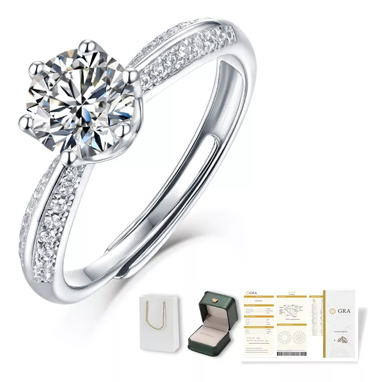 Anillo De Compromiso Promesa 925 Plata Original Moissanite