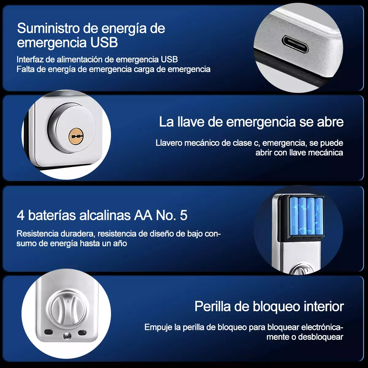 LOKOOY Cerradura Inteligente, Cerradura Electronica App 5 en 1 Métodos de Apertura Aplicación Móvil, Huella Digital, Código,Tarjeta RF, Cerrojo Automático Electrónico