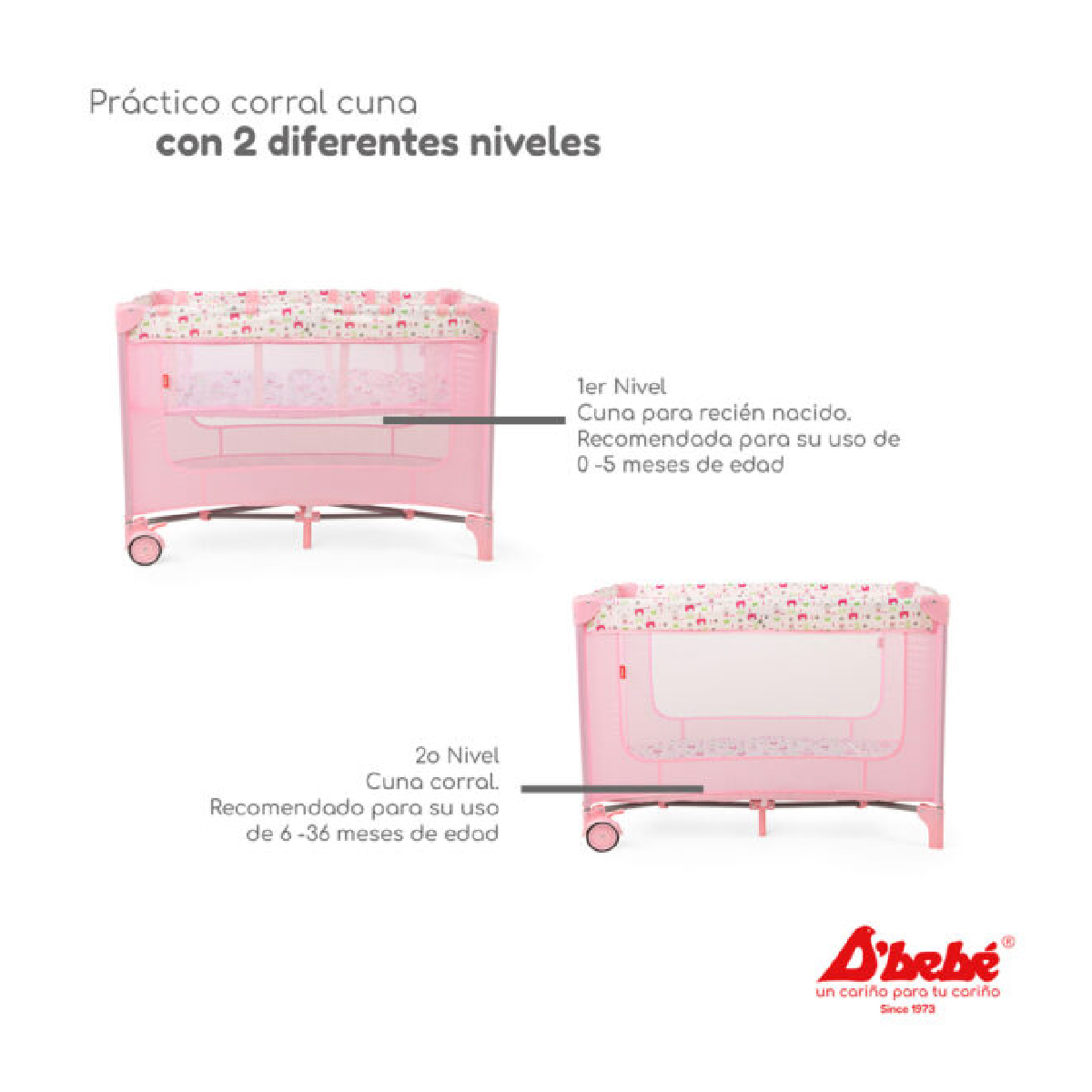 Cuna corral D´bebé Rest Rosa