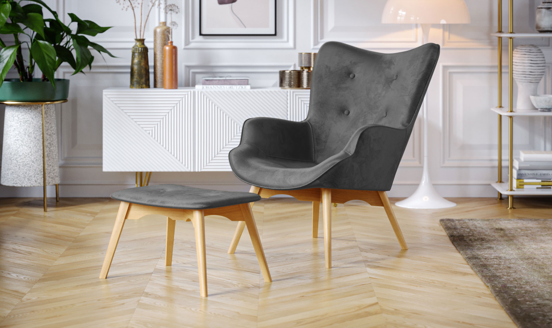Sillón Gemini con reposapiés sala o recamara